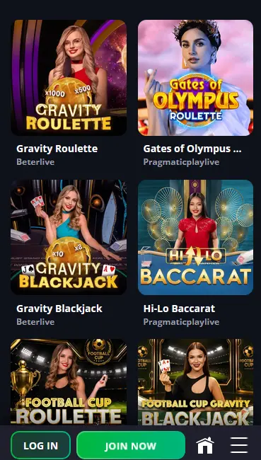 LuckyElf Casino mobile app game lobby on Android